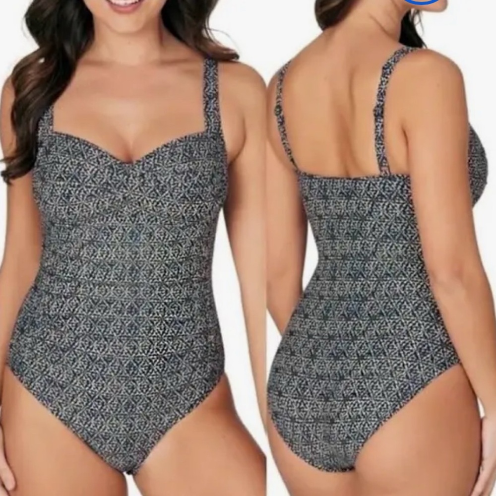NIP TUCK Foil Joanne Slimmimg Swimsuit One piece Tummy Control Sz 14